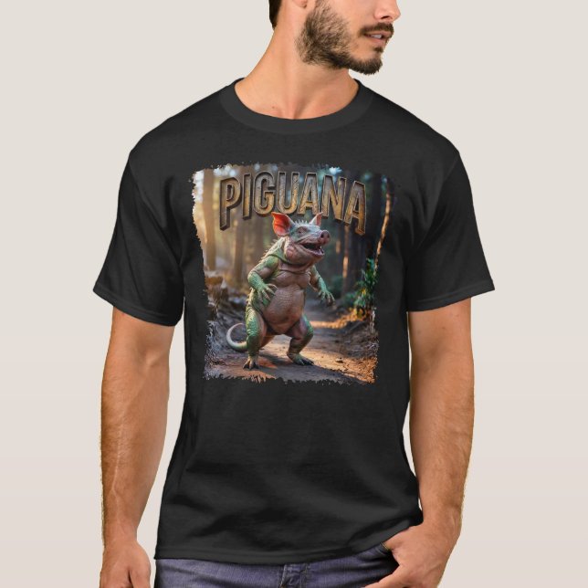Piguana Fotografisch Combo Kreatur Witzig T-Shirt (Vorderseite)