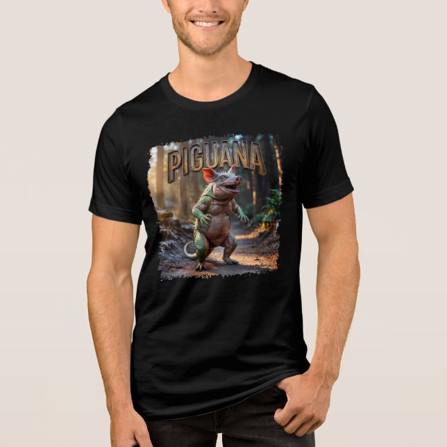 Piguana Fotografisch Combo Kreatur Witzig Tri-Blend Shirt (Vorderseite)