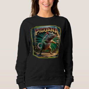 Piguana Illustration Combo Creature Funny Sweatshirt