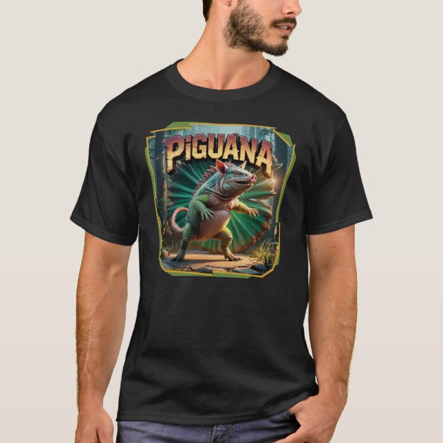 Piguana Illustration Combo Creature Funny T-Shirt (Vorderseite)