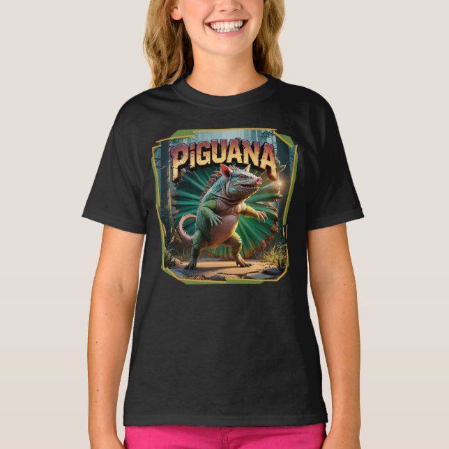 Piguana Illustration Combo Creature Funny T-Shirt (Vorderseite)