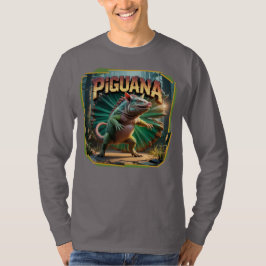 Piguana Illustration Combo Creature Funny T-Shirt