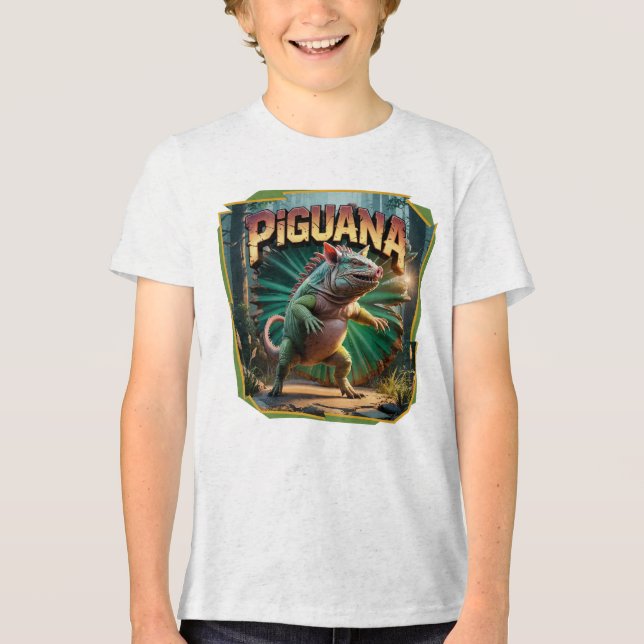 Piguana Illustration Combo Creature Funny Tri-Blend Shirt (Vorderseite)