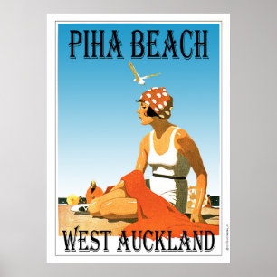 Piha Beach West Auckland Beach Poster