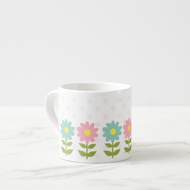 Piink und blaue Frühlings-Blumen Espressotasse (Vorderseite Links)