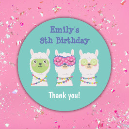 Pijama-Party, Lama-Pijama-Gastgeschenk Runder Aufkleber