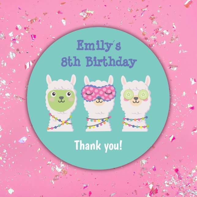 Pijama-Party, Lama-Pijama-Gastgeschenk Runder Aufkleber (Von Creator hochgeladen)