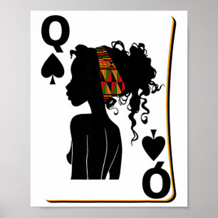 Pik-Dame-Karte Afroamerikanischer Schwarzer Geschi Poster