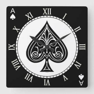 Pik, Spielkarte, Poker, Blackjack Quadratische Wanduhr