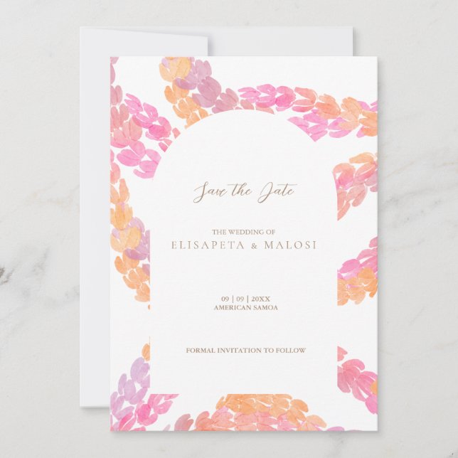 Pikake Wedding Save the Date Einladung (Vorderseite)