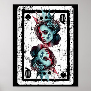 Pikdame Gothic Kartenspiel Halloween Gruselig Poster