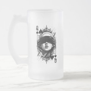 Pikdame (Stil 4) Fine Art Zeichnung Mattglas Bierglas
