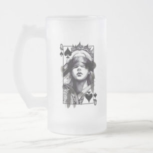 Pikdame (Stil 5) Fine Art Zeichnung Mattglas Bierglas