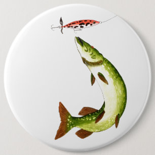 Pike Angelgeschenk Button