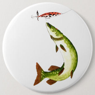 Pike Angelgeschenk Button