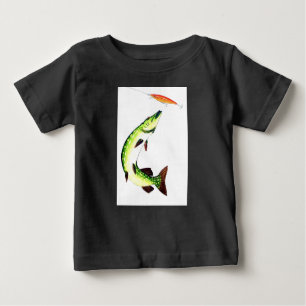 Pike fishing and fly fishing baby t-shirt