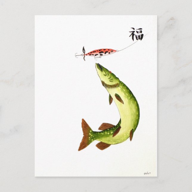 Pike Fishing Postkarte (Vorderseite)
