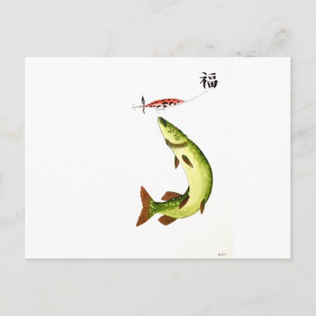 Pike Fishing Postkarte (Vorderseite)