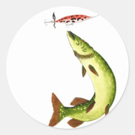 Pike Fishing Runder Aufkleber