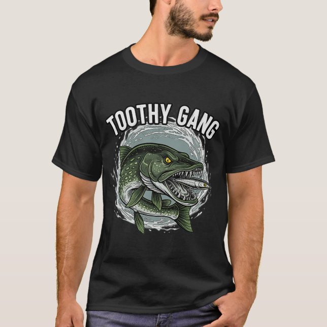 Pike Gang Fischen T-Shirt (Vorderseite)
