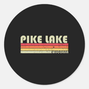 Pike Lake Wisconsin Lustiges Angeln Camping Sommer Runder Aufkleber