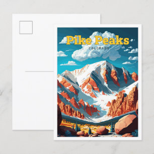 Pike Peaks Colorado Vintage Illustration Postkarte