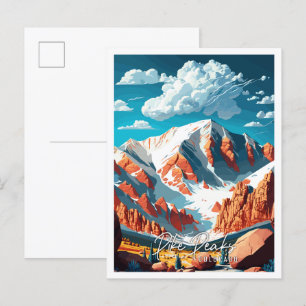 Pike Peaks Colorado Vintage-Reiseillustration Postkarte