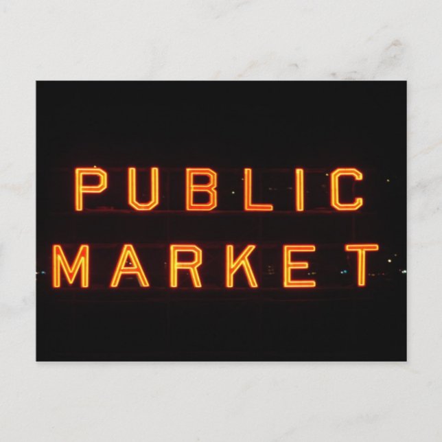 Pike Place Market bei Nacht Postkarte (Vorderseite)
