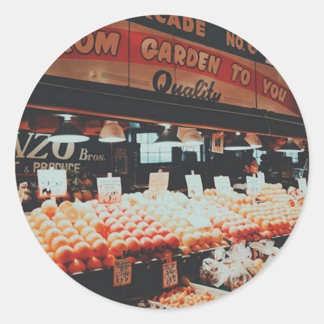 Pike Place Market Runder Aufkleber (Vorderseite)