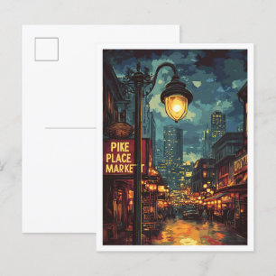 Pike Place Market Seattle Washington USA Travel Postkarte