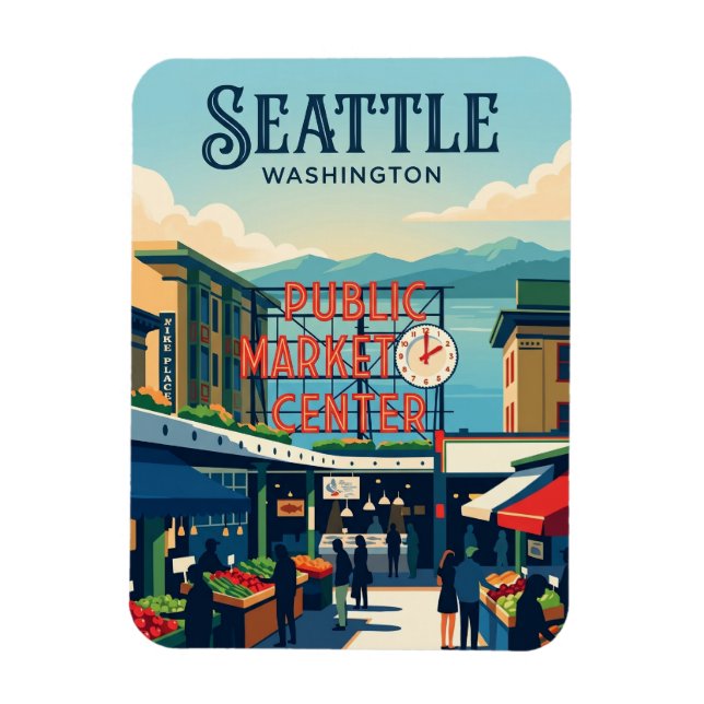 Pike Place Market Washington Magnet (Vertikal)