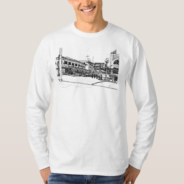 Pike-Platz-Markt, Seattle. Skizze T-Shirt (Vorderseite)
