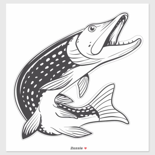 Pike Sticker - Pike fishing Stickers - Fisher (Blatt)