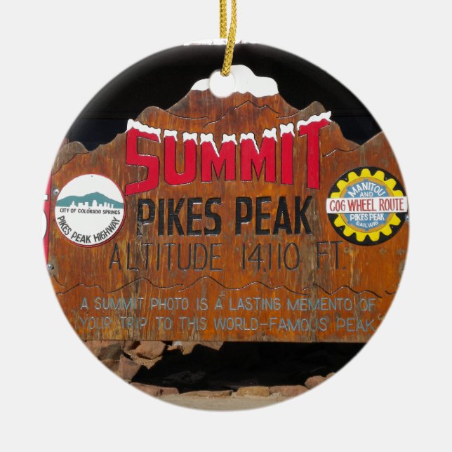 Pikes Höchstgipfel, Colorado Keramik Ornament (Vorne)