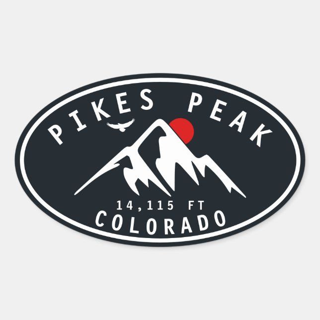 Pikes Peak Colorado Camping Wandern Ovaler Aufkleber (Vorderseite)