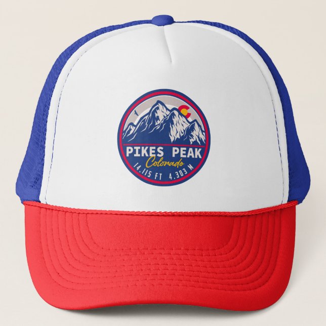 Pikes Peak Colorado Camping Wandern Truckerkappe (Vorderseite)