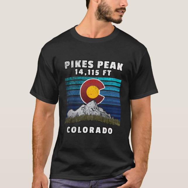 Pikes Peak Colorado Flag Themed Long Sleeve Shirt (Vorderseite)