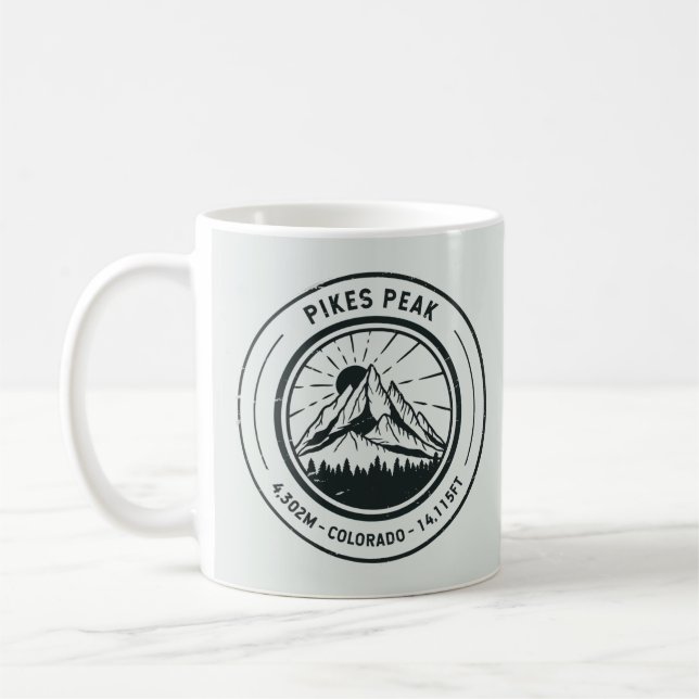 Pikes Peak Colorado Hiking Skiing Travel Kaffeetasse (Links)
