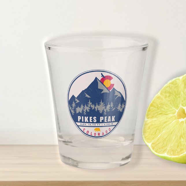 Pikes Peak Colorado Retro Sunset Souvenirs Schnapsglas (Von Creator hochgeladen)