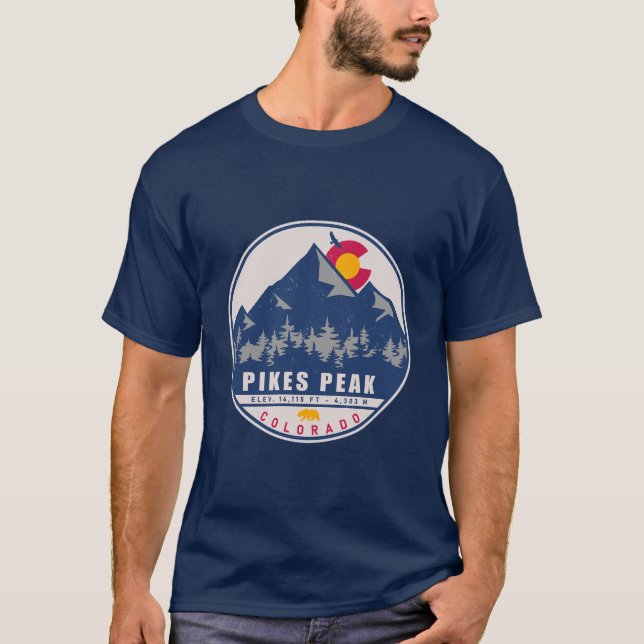 Pikes Peak Colorado Retro Sunset Souvenirs T-Shirt (Vorderseite)