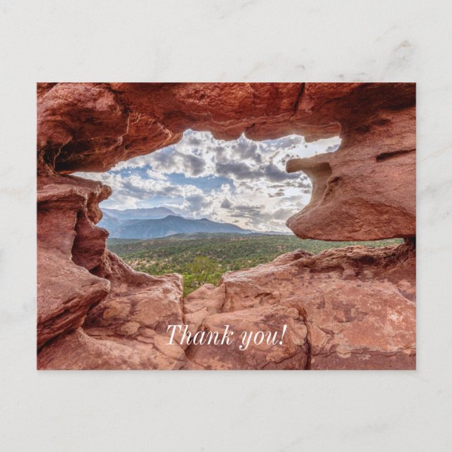Pikes Peak durch eine Rock Hole Danke Postcard Postkarte (Vorderseite)