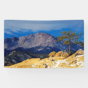 Pikes Peak mit Baum im Grünen Banner