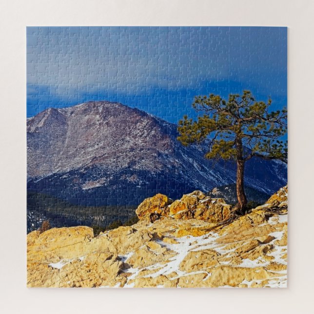 Pikes Peak mit Baum im Grünen Puzzle (Vertikal)