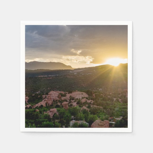 Pikes Peak Sunset Haze Paper Napkin Serviette (Vorderseite)