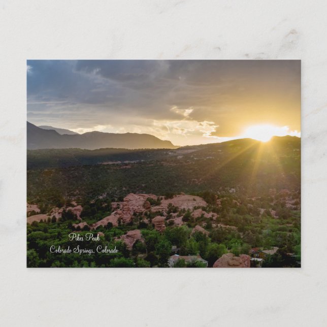Pikes Peak Sunset Haze Postcard Postkarte (Vorderseite)