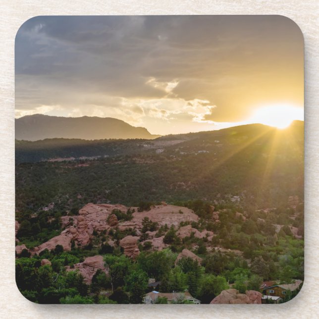 Pikes Peak Sunset Haze Untersetzer Set (Vorderseite)
