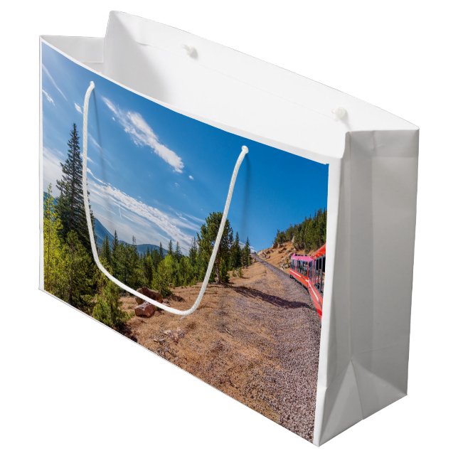 Pikes Peak Trai Ride Große Geschenktasche Geschenktüte (Vorderseite Schrägansicht)