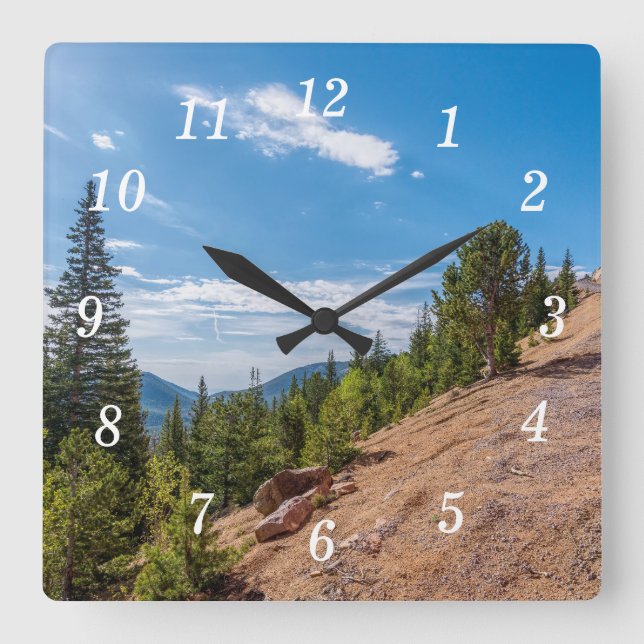 Pikes Peak Train Ride Wall Clock Quadratische Wanduhr (Vorderseite)