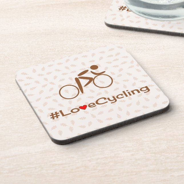 Piktogramm-Slogan für Liebe braun Untersetzer (Linke Seite)