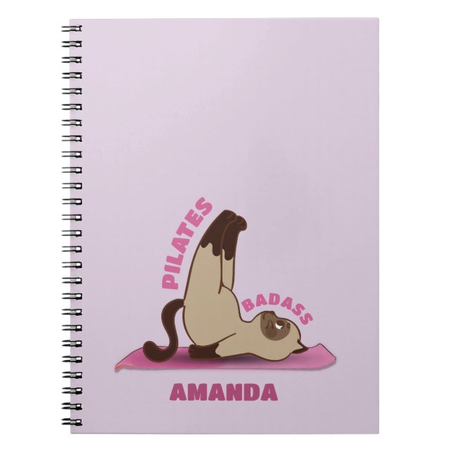 Pilates Badass Workout Kitty Cat Notebook Notizblock (Vorderseite)